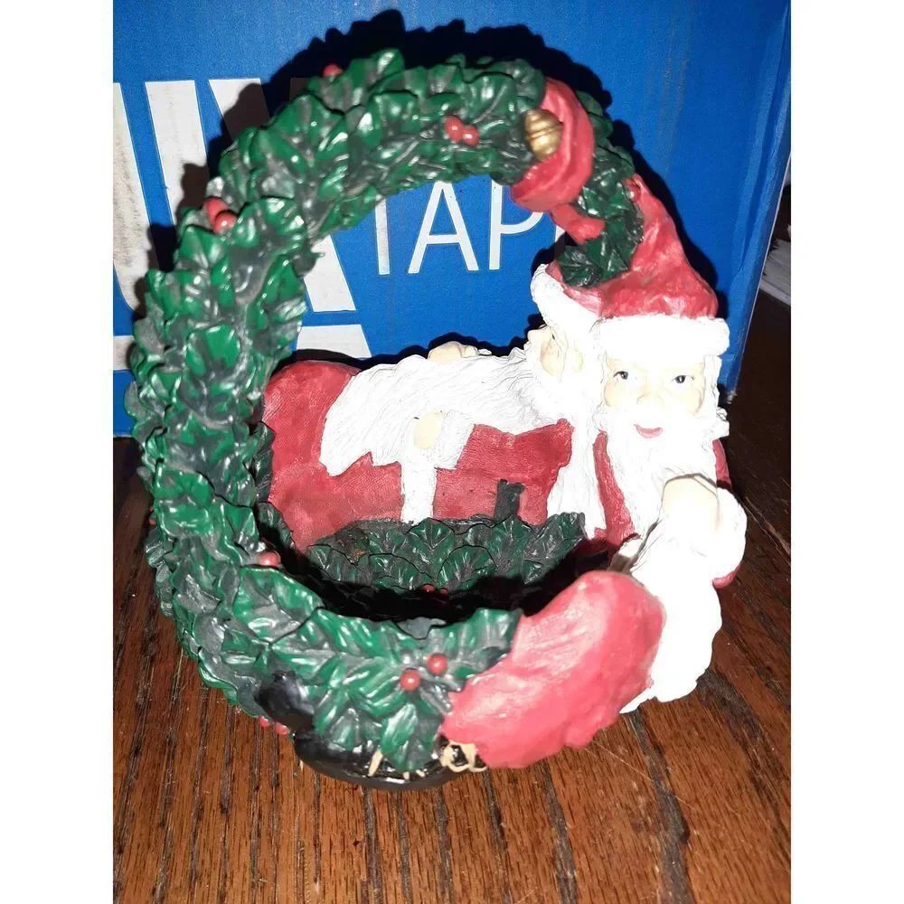 Department 56 Double Santa Claus Basket Bowl Christmas Holiday Decoratio…
